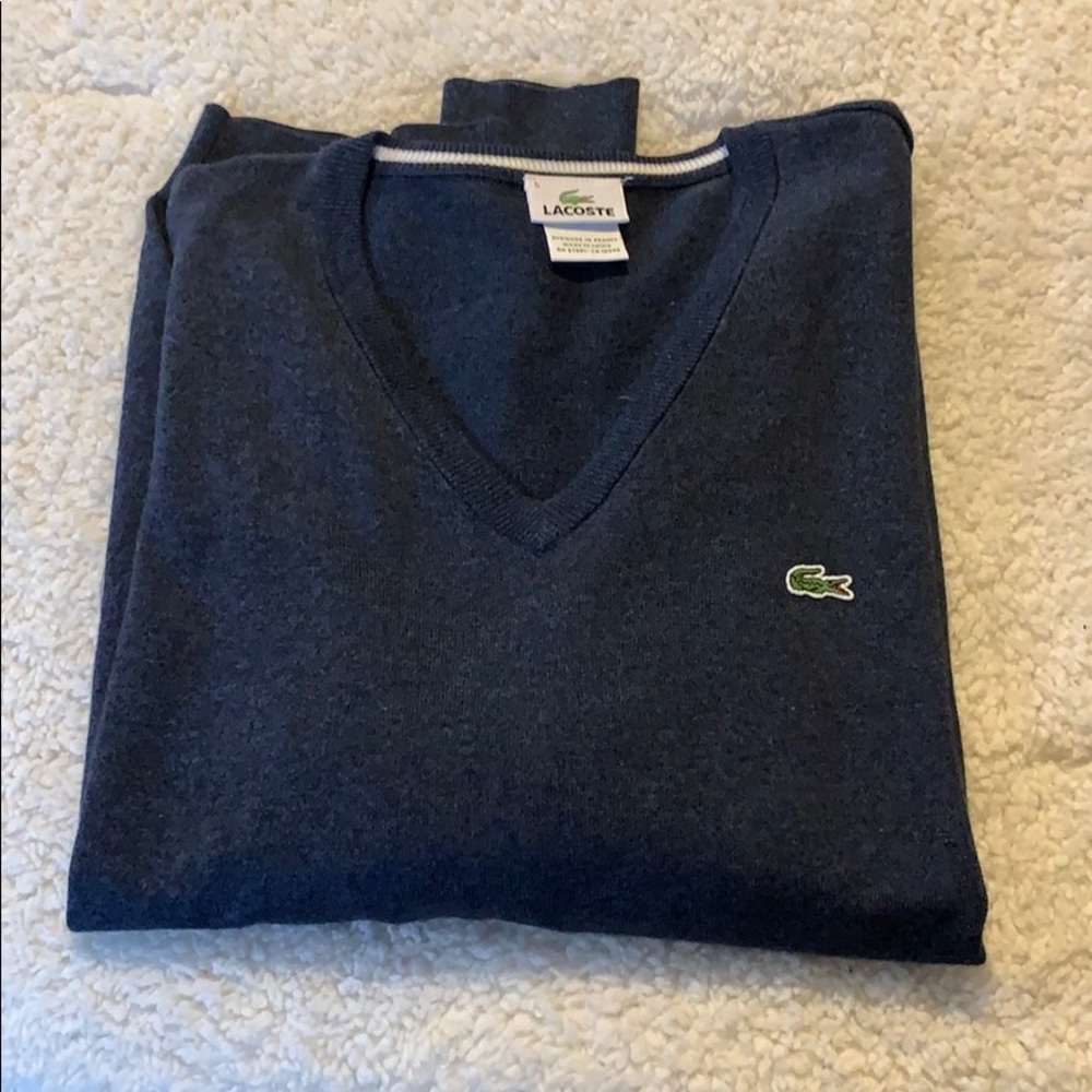 Lacoste V Neck Lightweight Sweater Mens M Navy